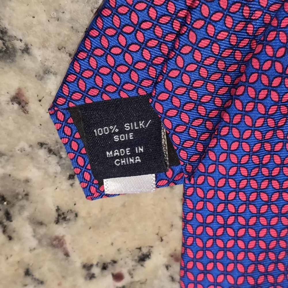 J.Crew 100% Silk Tie – Red/pink & Navy Micro Print